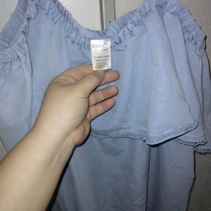 Blue strapped and off shoulder dress